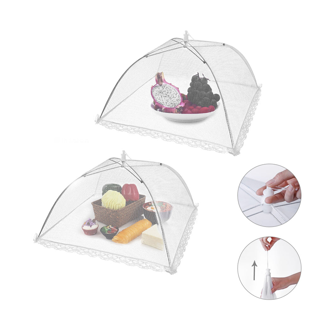 Opvouwbare vliegenkap 2 stuks – wit nylon - 32 x 19 cm – Inklapbare insectenkap