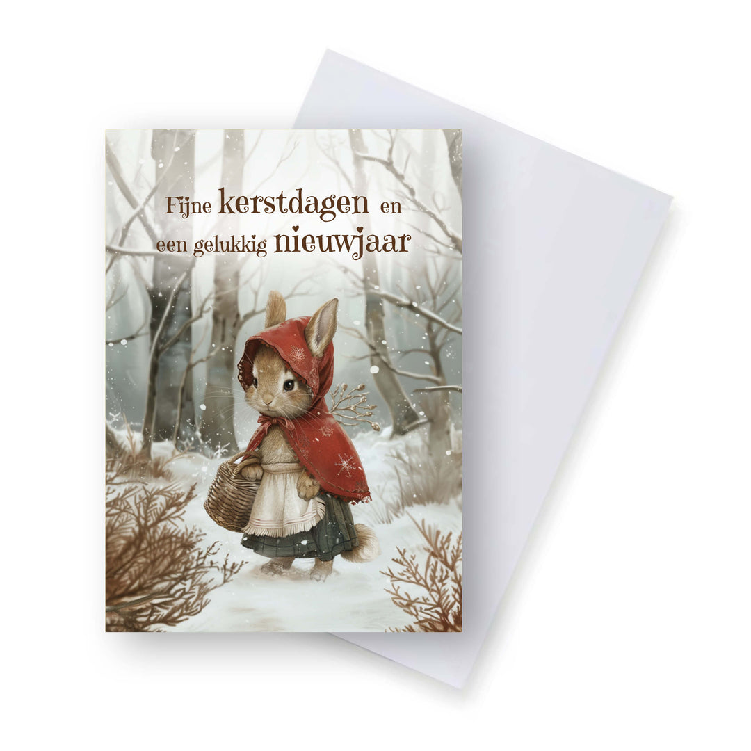 20x winterse kerstkaarten (A6) met enveloppen – 20 verschillende illustratiekaarten – 20 stuks – A6 formaat – beschrijfbare achterkant – Hoebla