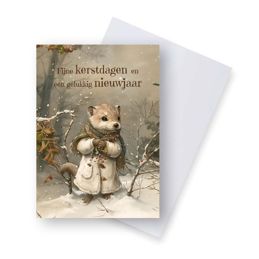 20x winterse kerstkaarten (A6) met enveloppen – 20 verschillende illustratiekaarten – 20 stuks – A6 formaat – beschrijfbare achterkant – Hoebla