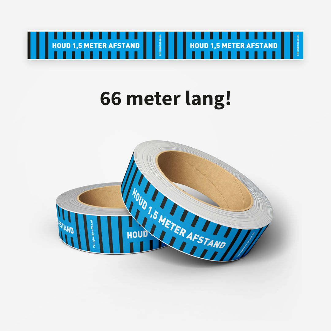 2 rollen vloertape waarschuwingstape - Blauw - 132m