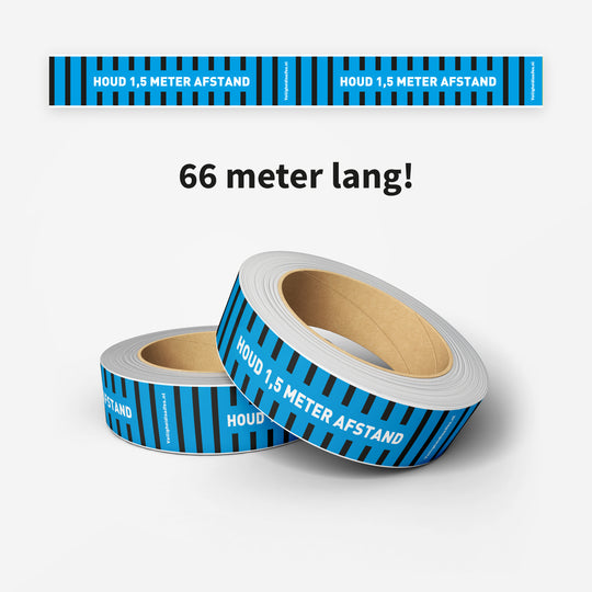 2 rollen vloertape waarschuwingstape - Blauw - 132m